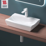 glasvilla Waschbecken Aufsatzwaschbecken,weiß Brüssel152B aus Keramik,mit Nano-Beschichtung