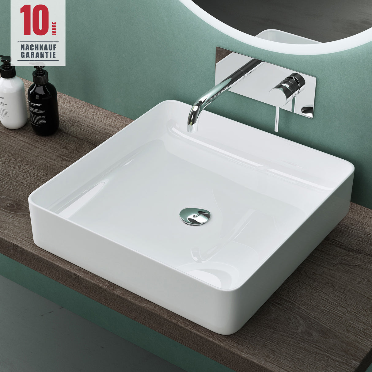 glasvilla Waschbecken weiß Aufsatzwaschbecken Waschschale aus Keramik Brüssel105