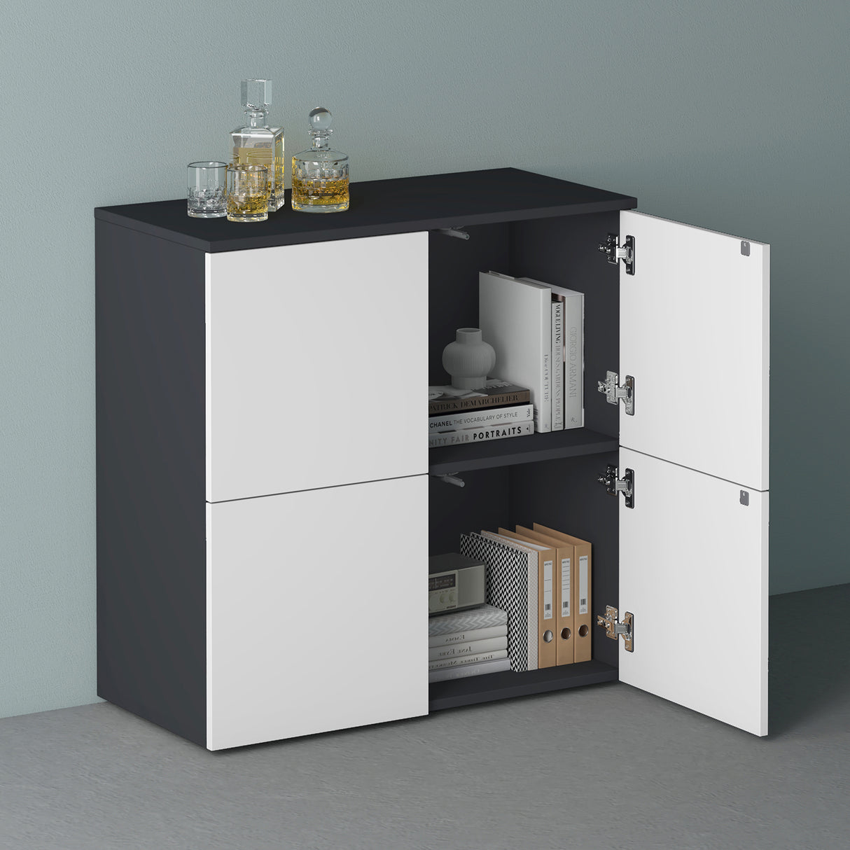 glasvilla Möbel Kommode Aufbewahrungsschrank mit 4 Türen Sideboard Schrank Mehrzweckschrank Schrank04