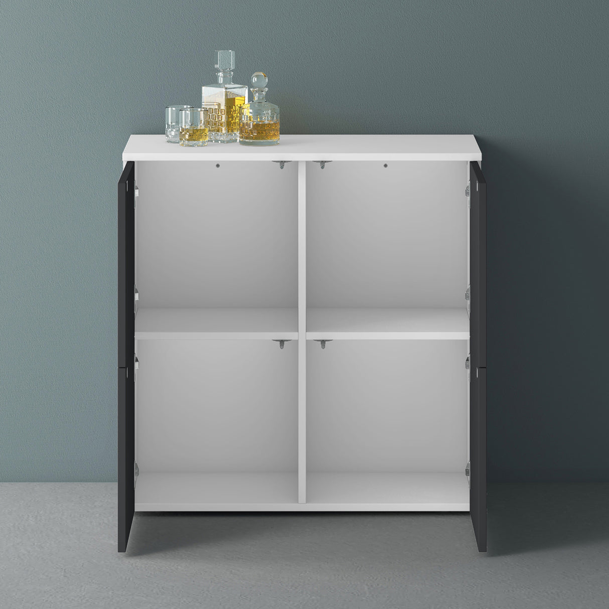 glasvilla Möbel Kommode Aufbewahrungsschrank mit 4 Türen Sideboard Schrank Mehrzweckschrank Schrank04