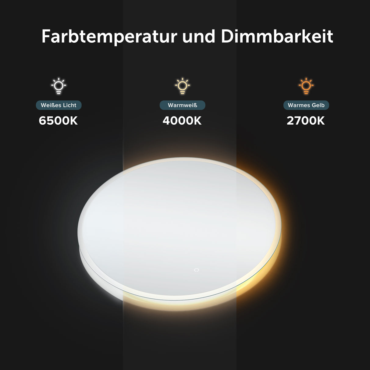 glasvilla Wandspiegel Badezimmer Spiegel LED runder Lichtspiepgel LED Bad-Spiegel mit Touchschalter, Antibeschlag durch Antifog-Schicht LED-Spiegel 05