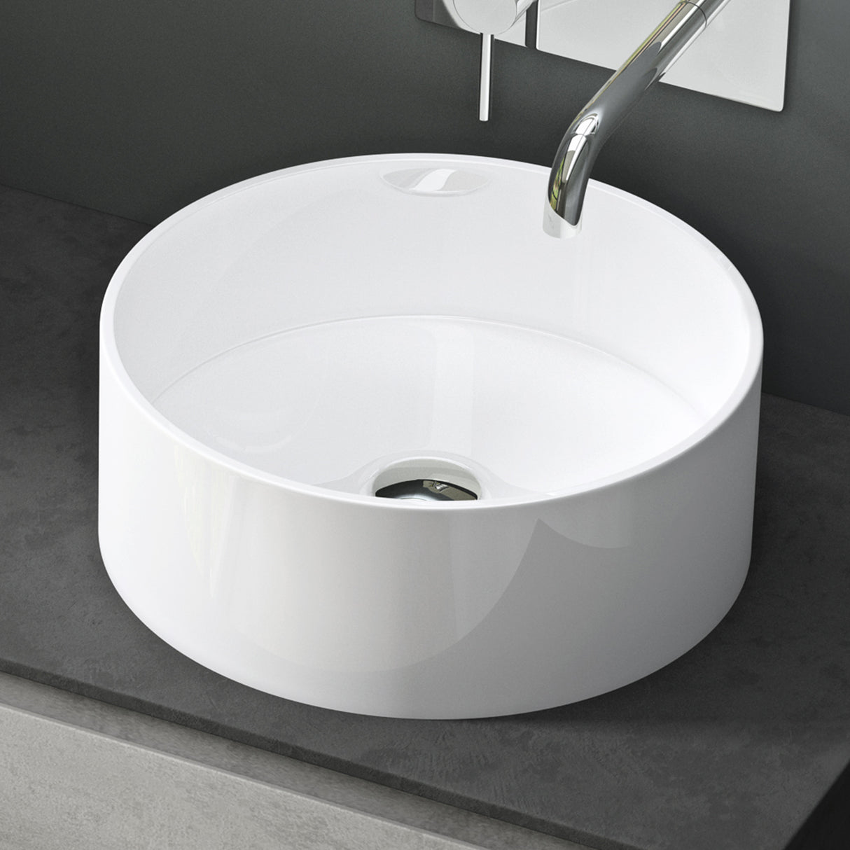 glasvilla 40x40x15cm Waschbecken rund Col804 Aufsatzwaschbecken ohne Hahnloch und Überlauf.. Col804 Moderne Optik- höchste Funktionalität