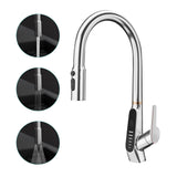 glasvilla Wasserhahn Küche Küchenamatur ausziehbar 360° drehbar 3 Wasserstrahl-Modi LED-Digitalanzeige Küchenwasserhahn Spültischarmatur MS-8085