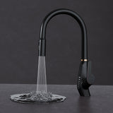 glasvilla Wasserhahn Küche Küchenamatur ausziehbar 360° drehbar 3 Wasserstrahl-Modi LED-Digitalanzeige Küchenwasserhahn Spültischarmatur MS-8085