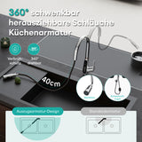 glasvilla Wasserhahn Küche Küchenamatur ausziehbar 360° drehbar 3 Wasserstrahl-Modi LED-Digitalanzeige Küchenwasserhahn Spültischarmatur MS-8085