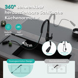 glasvilla Wasserhahn Küche Küchenamatur ausziehbar 360° drehbar 3 Wasserstrahl-Modi LED-Digitalanzeige Küchenwasserhahn Spültischarmatur MS-8085