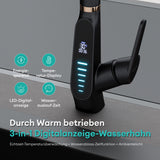 glasvilla Wasserhahn Küche Küchenamatur ausziehbar 360° drehbar 3 Wasserstrahl-Modi LED-Digitalanzeige Küchenwasserhahn Spültischarmatur MS-8085