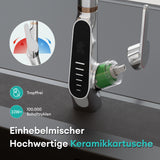 glasvilla Wasserhahn Küche Küchenamatur ausziehbar 360° drehbar 3 Wasserstrahl-Modi LED-Digitalanzeige Küchenwasserhahn Spültischarmatur MS-8085