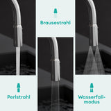 glasvilla Wasserhahn Küche Küchenamatur ausziehbar 360° drehbar 3 Wasserstrahl-Modi LED-Digitalanzeige Küchenwasserhahn Spültischarmatur MS-8085