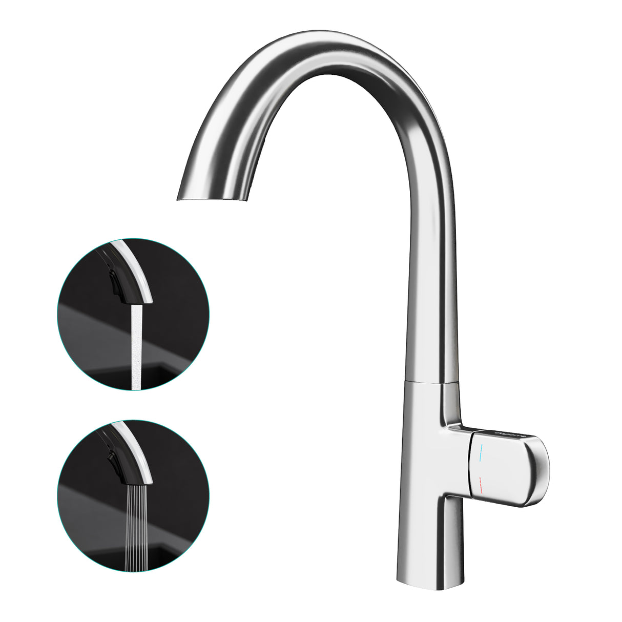 glasvilla Wasserhahn Küche Spültischarmatur Küchenamatur Mischbatterie mit Einhebelmischer 360° Schwenkbar Küchenwasserhahn aus Messing MS-8095