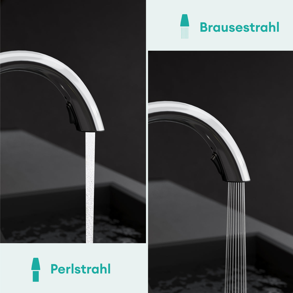 glasvilla Wasserhahn Küche Spültischarmatur Küchenamatur Mischbatterie mit Einhebelmischer 360° Schwenkbar Küchenwasserhahn aus Messing MS-8095