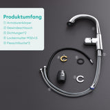 glasvilla Wasserhahn Küche Spültischarmatur Küchenamatur Mischbatterie mit Einhebelmischer 360° Schwenkbar Küchenwasserhahn aus Messing MS-8095