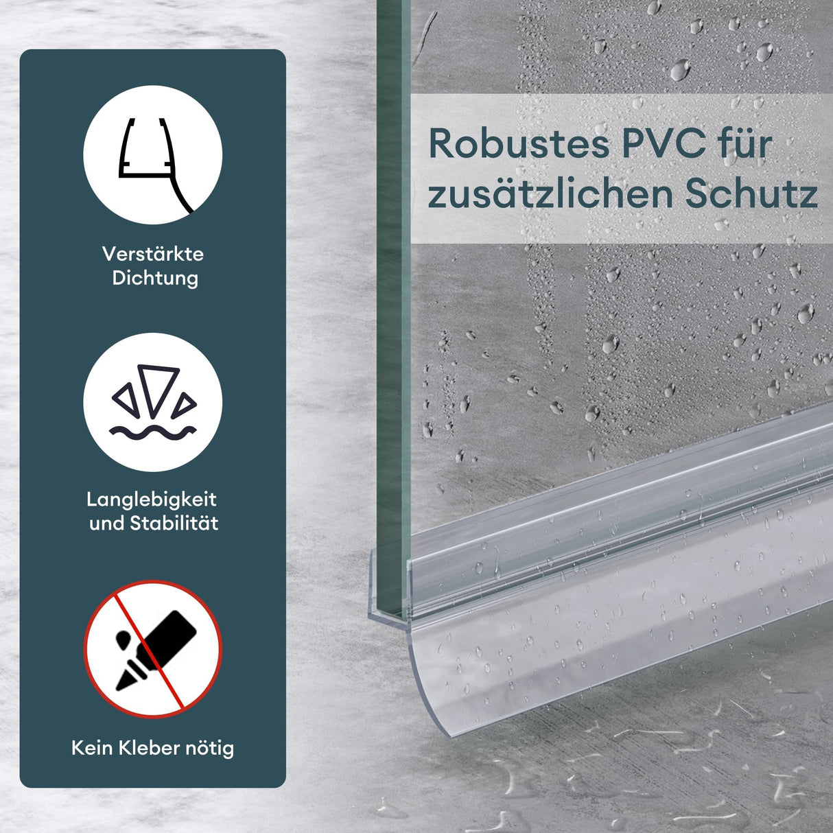 glasvilla Duschdichtung Duschlippe | Duschtürdichtung 6mm - 8mm Glasstärke | Ersatzdichtung Duschtür Duschwand gerade