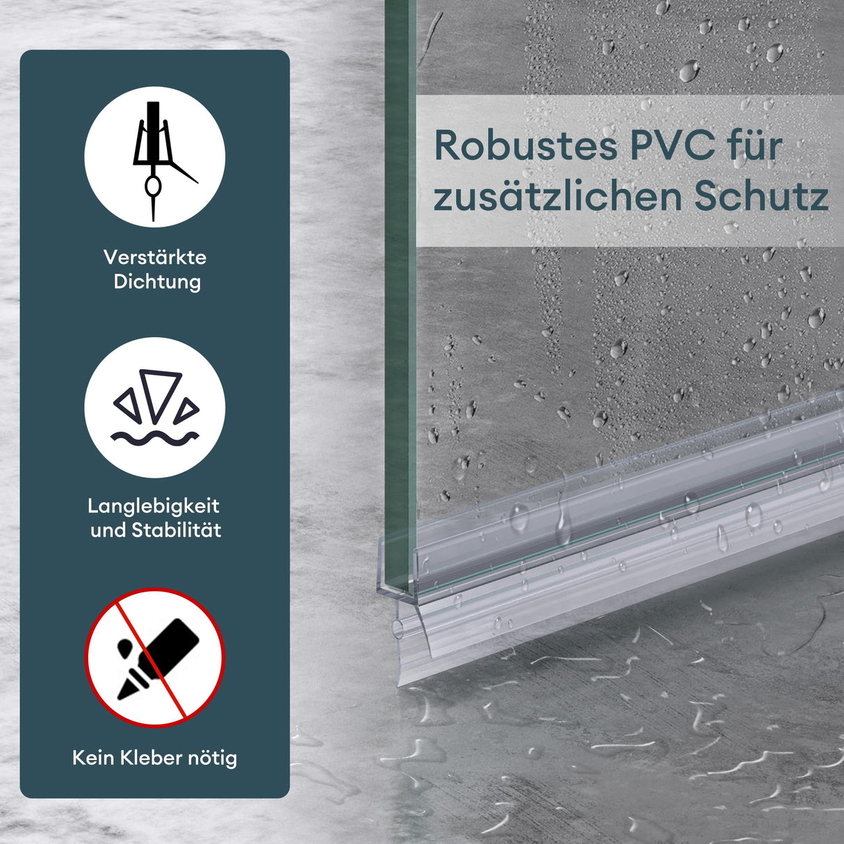 glasvilla Duschdichtung PVC | Duschtürdichtung für 6 - 8mm Glasstärke | Ersatzdichtung für Duschtüren & Duschkabinen