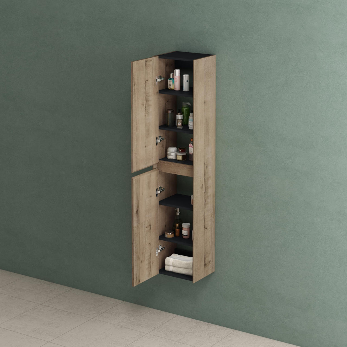 glasvilla Hochschrank Allzweckschrank Badschrank Badezimmerschrank mit 2 Türen und 6 Fächern Badregal für mehrere Funktionen BTH: 35x30x160 cm Rimo