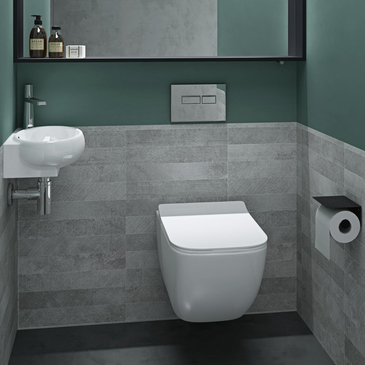 glasvilla Waschbecken Gäste WC Aufsatzwaschbecken Hängewaschbecken aus Keramik mit NANO, BTH: 42x28x15cm, Brüssel001