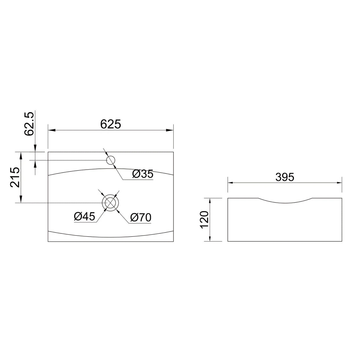 glasvilla Waschbecken Aufsatzwaschbecken Hängewaschbecken BTH: 63x40x12cm Weiß aus Keramik inkl. Nano-Beschichtung Brüssel890