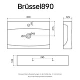 glasvilla Waschbecken Aufsatzwaschbecken Hängewaschbecken BTH: 63x40x12cm Weiß aus Keramik inkl. Nano-Beschichtung Brüssel890