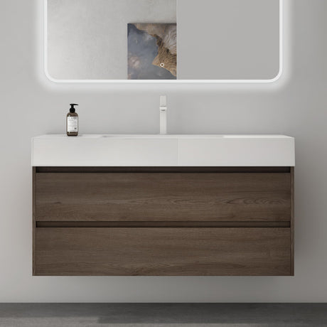 glasvilla Badmöbel-Set Waschbeckenunterschrank 120x48x63cm mit 2-Schubladen inkl. Waschbecken Deep