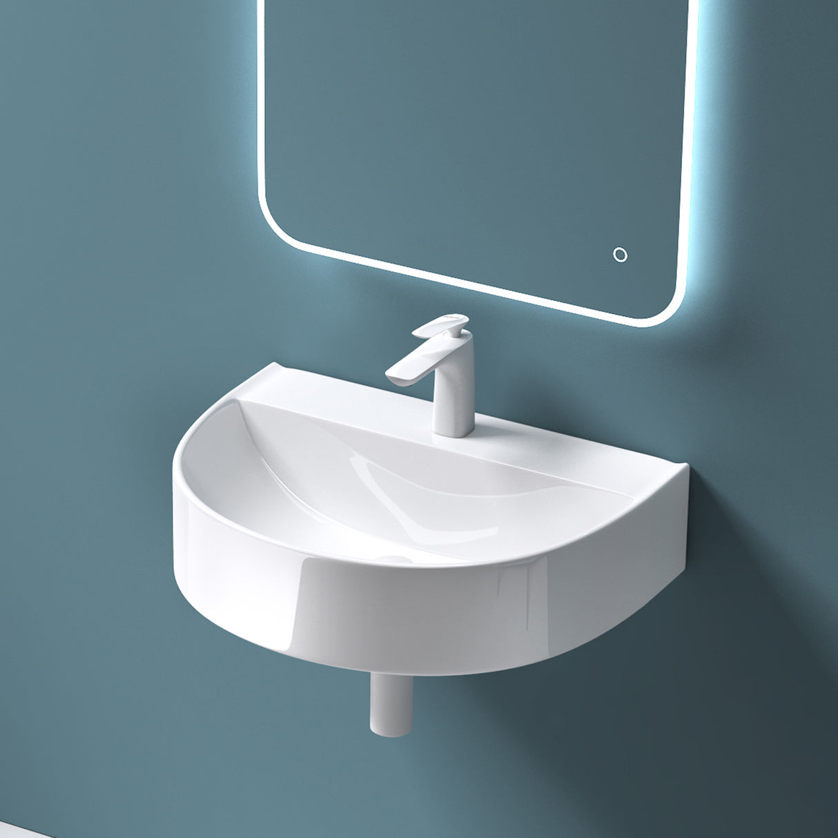 glasvilla Waschbecken Aufsatzwaschbecken Hängewaschbecken BTH: 61x44.5x14.5cm Weiß aus Keramik inkl. Nano-Beschichtung Brüssel896