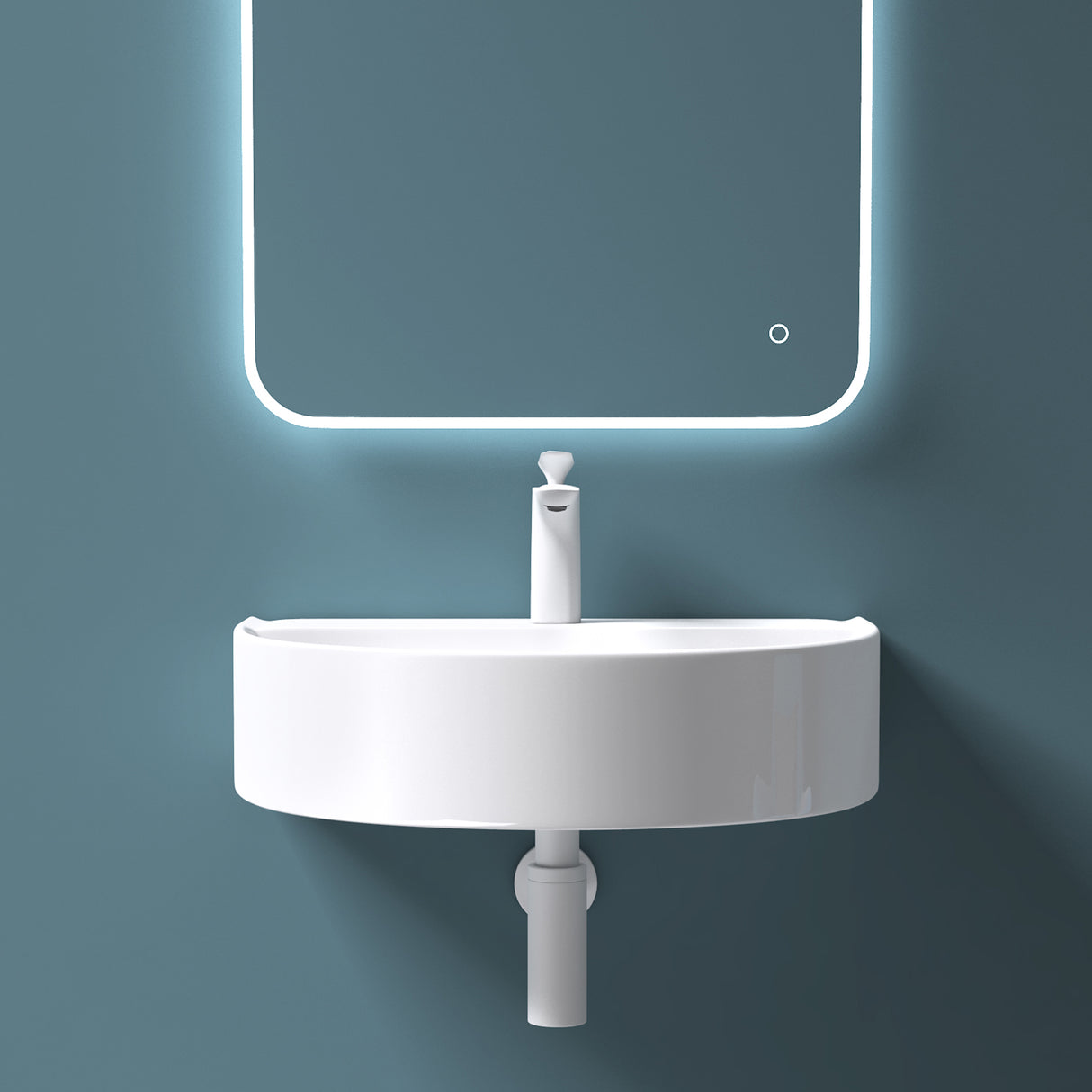 glasvilla Waschbecken Aufsatzwaschbecken Hängewaschbecken BTH: 61x44.5x14.5cm Weiß aus Keramik inkl. Nano-Beschichtung Brüssel896