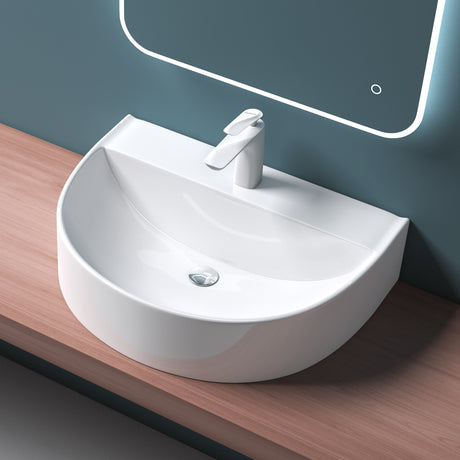 glasvilla Waschbecken Aufsatzwaschbecken Hängewaschbecken BTH: 61x44.5x14.5cm Weiß aus Keramik inkl. Nano-Beschichtung Brüssel896