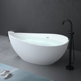 glasvilla Freistehende Badewanne Weiß matt Mineralguss Standbadewanne inkl. Nano-Versiegelung