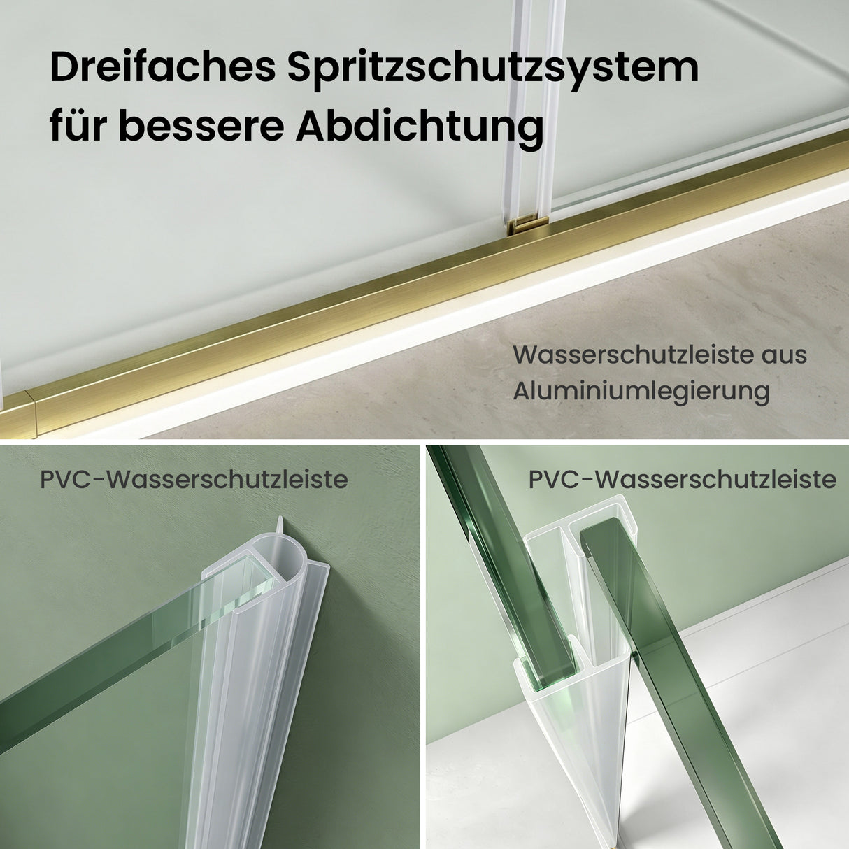 glasvilla Schiebetür für dusche, Nischentür 3-teilig Duschtür Duschakbine Duschabtrennung, 8mm Sicherheitsglas mit Nanobeschichtung, Soft-Close-System Teramo70K