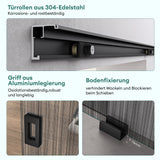 glasvilla Glasschiebetür komplettset Zimmertür Matt Schwarz 8mm ESG-Sicherheitsglas, Schiebetür Glas schwarz gebürstet mit Laufschiene aus Aluminium Muranino-001