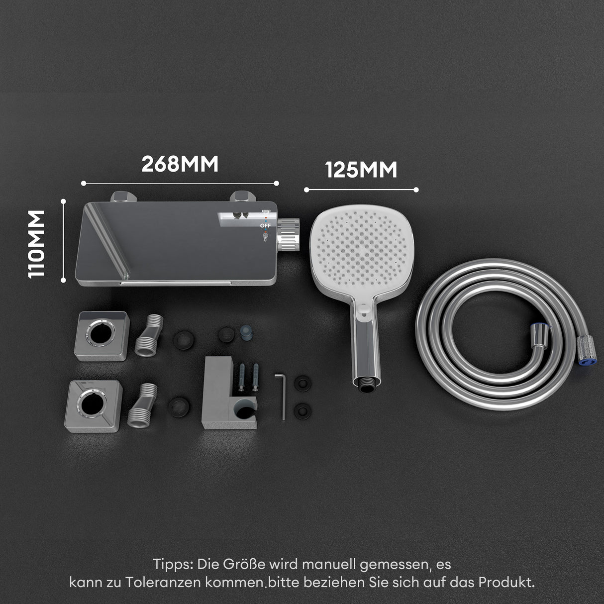 glasvilla Badewannenarmatur mit Handbrause Wasserfall Wannenarmatur Strahlarten Handbrause aus Messing inkl. Brausestange und Brauseschlauch