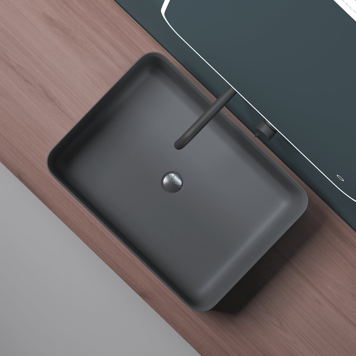 glasvilla Waschbecken Aufsatzwaschbecken Mineralguss Rechteckig Waschschale Waschplatz Waschtisch Col812