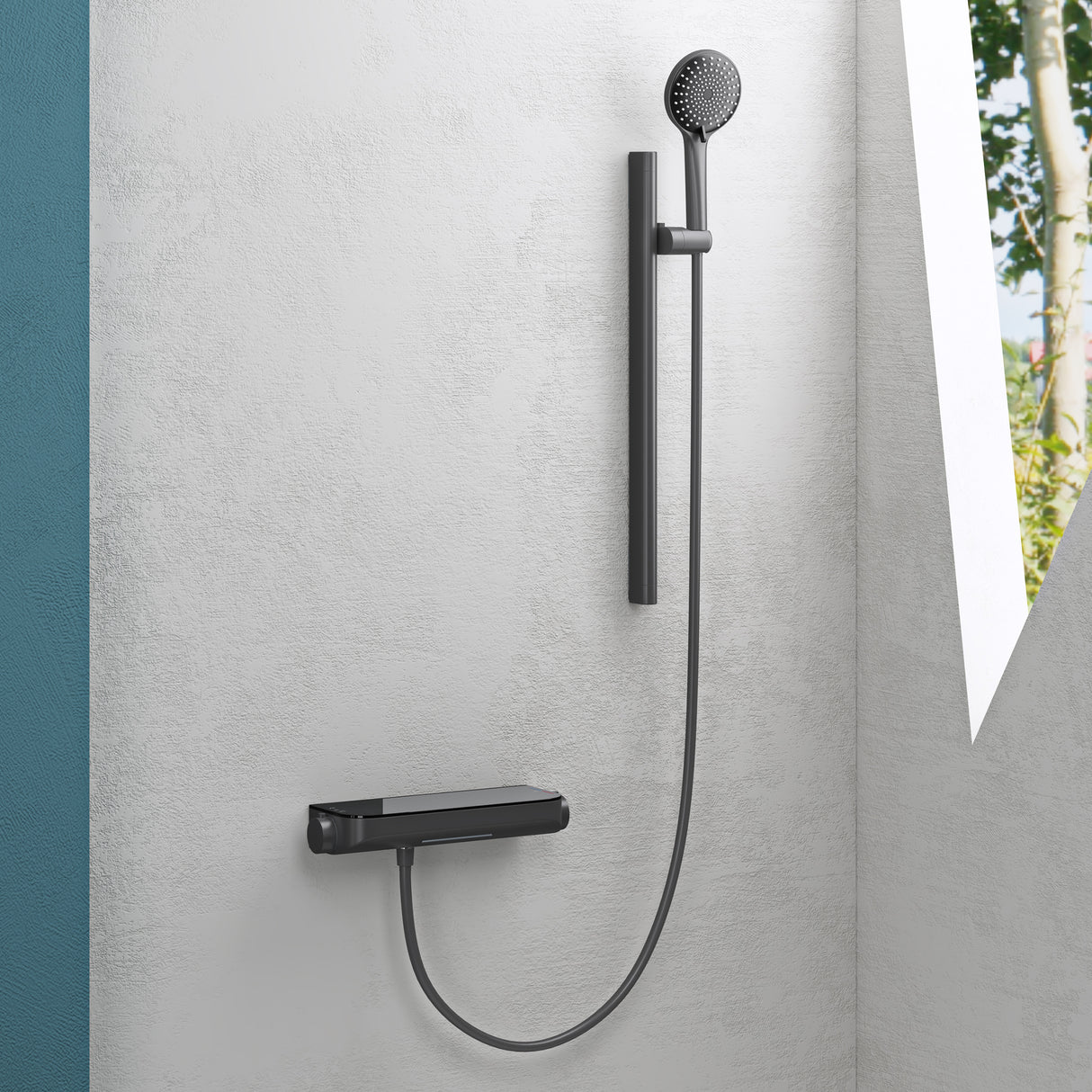 glasvilla Duschsystem mit Thermostat, Duscharmatur Komplettset mit Sicherheitsverriegelung, 3 Strahlarten höhenverstellbar Duschbrause mit Unterauslauf aus Messing  Duschsystem9