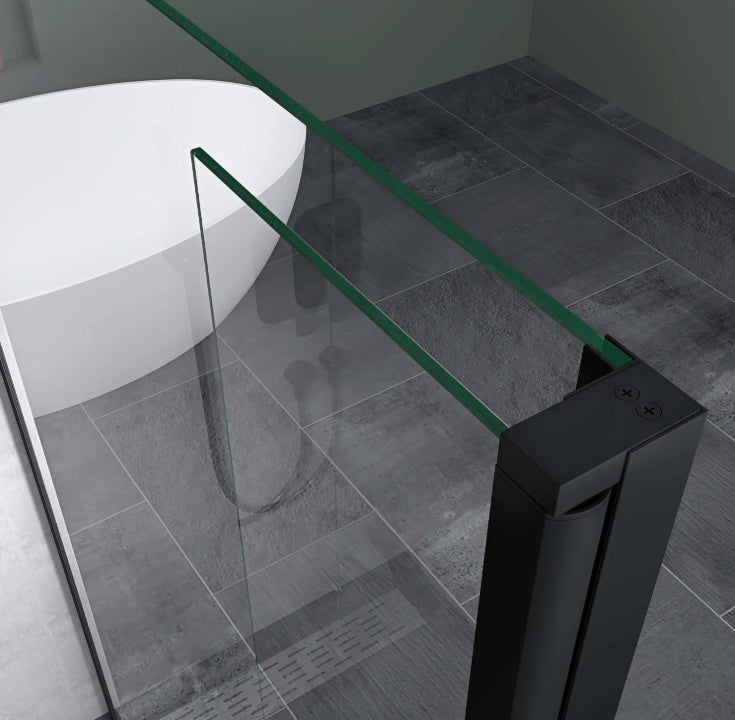 glasvilla Walk-In Duschwand für Dusche Duschabtrennung 8mm Klarglas ESG-Sicherheitsglas mit Nano Rechteckiger Stabilisator Bremen01K-Plus