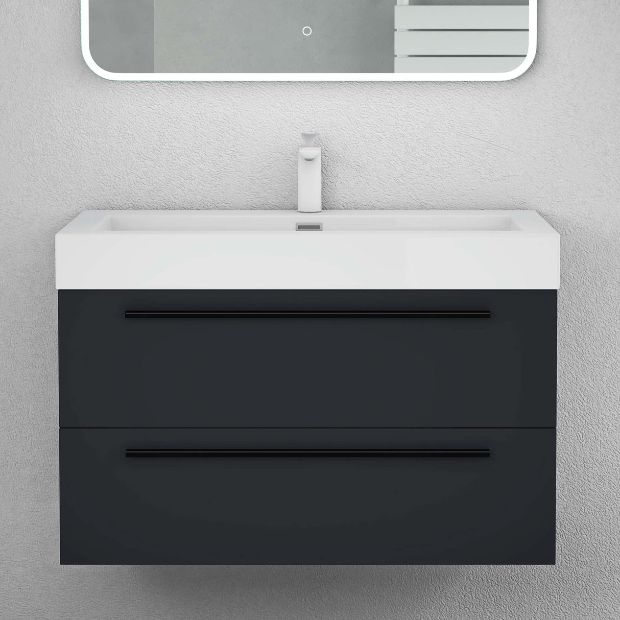 glasvilla Badmöbel-Set Waschbeckenunterschrank Waschtisch mit Unterschrank inkl. Mineralguss-Waschbecken Quadratto