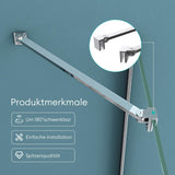 glasvilla Haltestange Duschwand Duschabtrennung Duschglaswand | Stabilisator für Walk in Dusche | um 180°schwenkbar für 6-10 mm Glasstärke