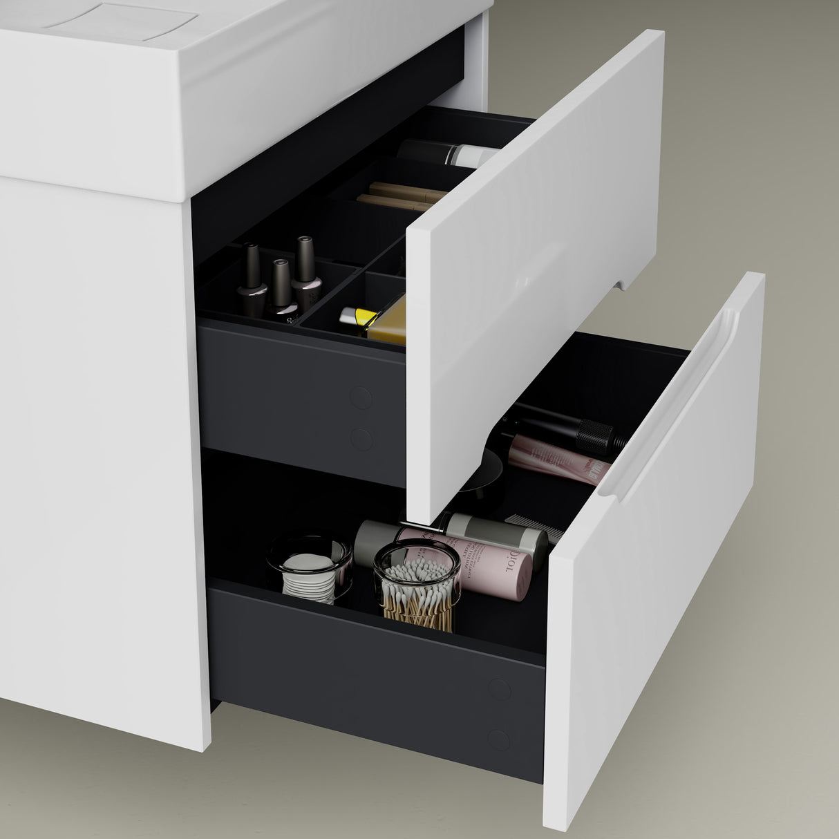 glasvilla Badmöbel-Set  Badezimmermöbel Waschbeckenunterschrank mit Softclose Schubladen inkl. Mineralguss Waschbecken Yoga