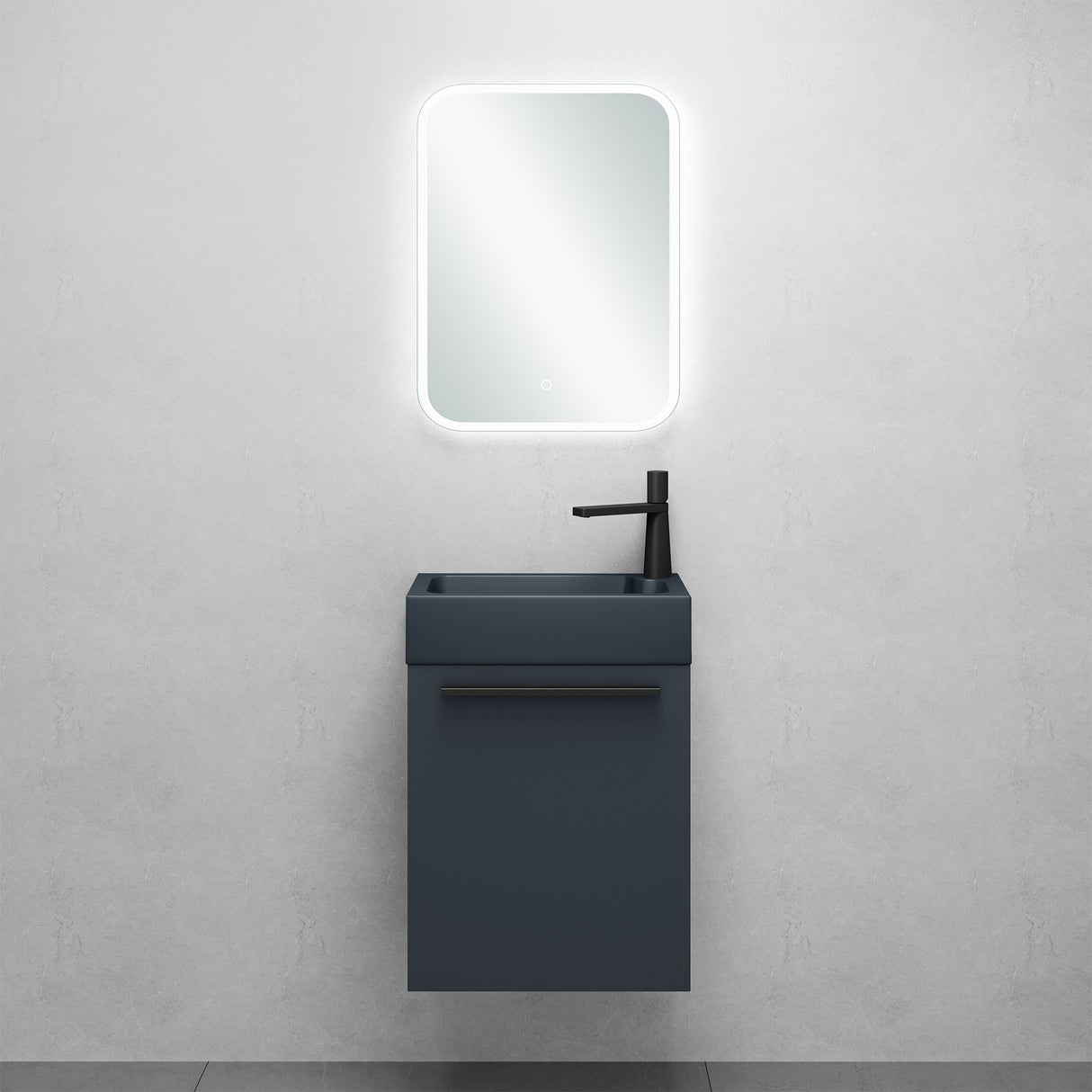 glasvilla Badmöbelset Badezimmermöbel Waschbeckenunterschrank inkl. Waschbecken Anthrazit matt und LED-Badspiegel BxTxH 46x26x63 cm Pisa