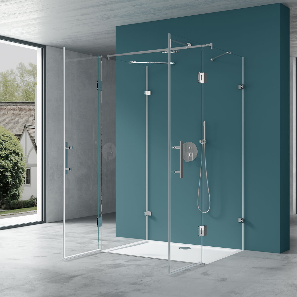 glasvilla Duschkabine U-Form Duschabtrennung 8mm ESG in Klarglas Nano-Beschichtung Ravenna40UK