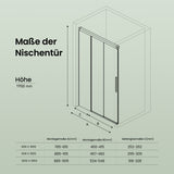 glasvilla Schiebetür für dusche, Nischentür 3-teilig Duschtür Duschakbine Duschabtrennung, 8mm Sicherheitsglas mit Nanobeschichtung, Soft-Close-System Teramo70K