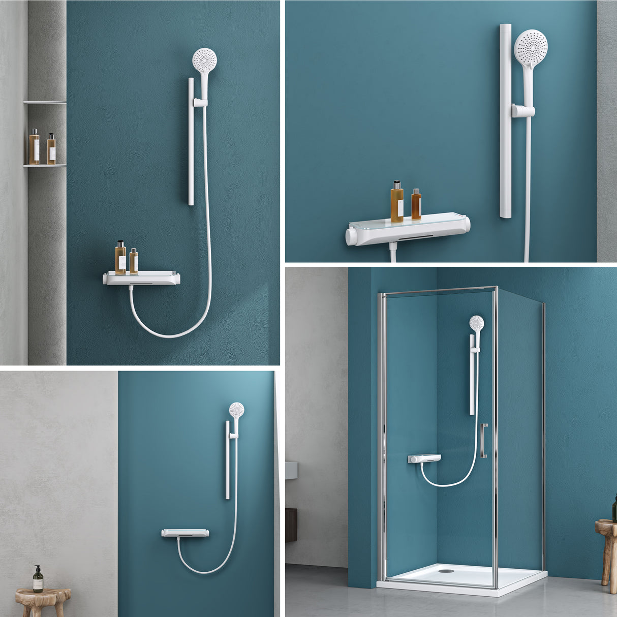 glasvilla Duschsystem mit Thermostat, Duscharmatur Komplettset mit Sicherheitsverriegelung, 3 Strahlarten höhenverstellbar Duschbrause mit Unterauslauf aus Messing  Duschsystem9