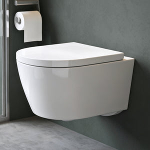 glasvilla Hänge WC Toilette Wand-WC Spülrandlos Weiß aus Keramik Wandmontage mit Absenkautomatik