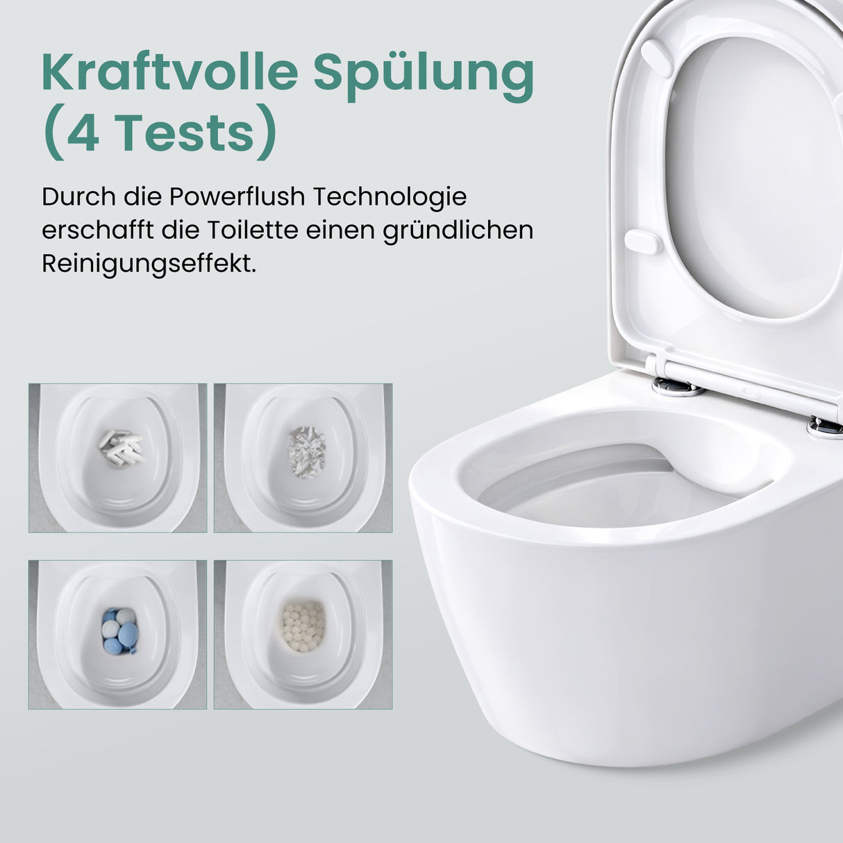 glasvilla Hänge WC Toilette Wand-WC Spülrandlos Weiß aus Keramik Wandmontage mit Absenkautomatik