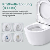 glasvilla Hänge WC Toilette Wand-WC Spülrandlos Weiß aus Keramik Wandmontage mit Absenkautomatik