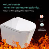 glasvilla Hänge WC Toilette Wand-WC Spülrandlos Weiß aus Keramik Wandmontage mit Absenkautomatik