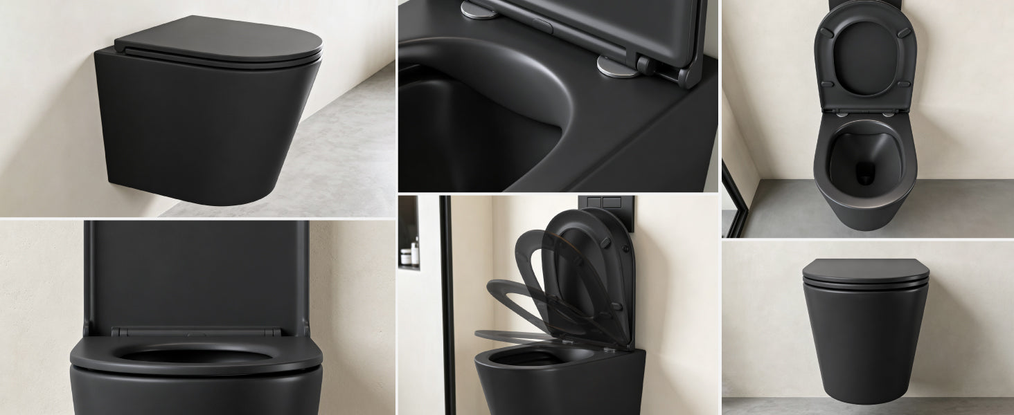glasvilla Spülrandlos Wand WC Hänge WC Spülrandloses Toilette Softclose WC-Sitz Aachen108