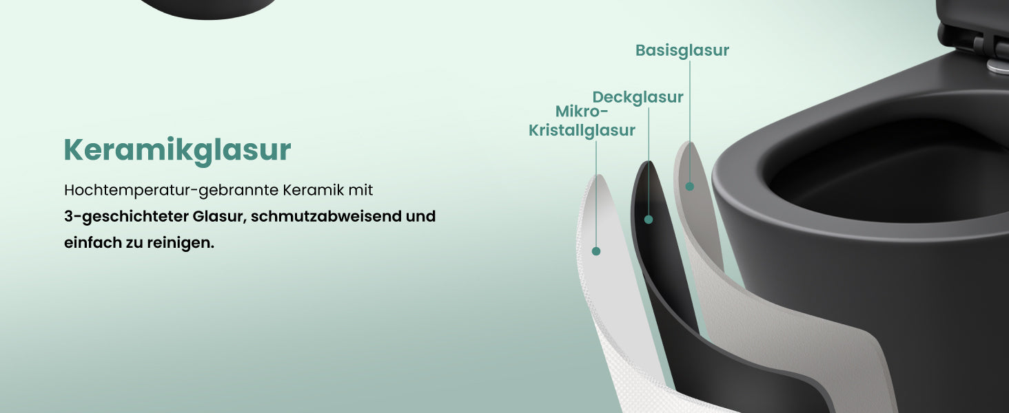 glasvilla Spülrandlos Wand WC Hänge WC Spülrandloses Toilette Softclose WC-Sitz Aachen108