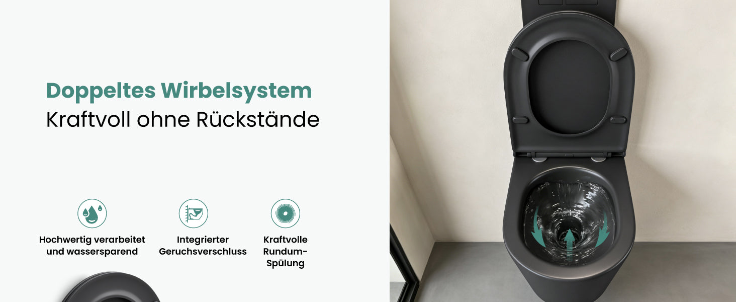 glasvilla Spülrandlos Wand WC Hänge WC Spülrandloses Toilette Softclose WC-Sitz Aachen108