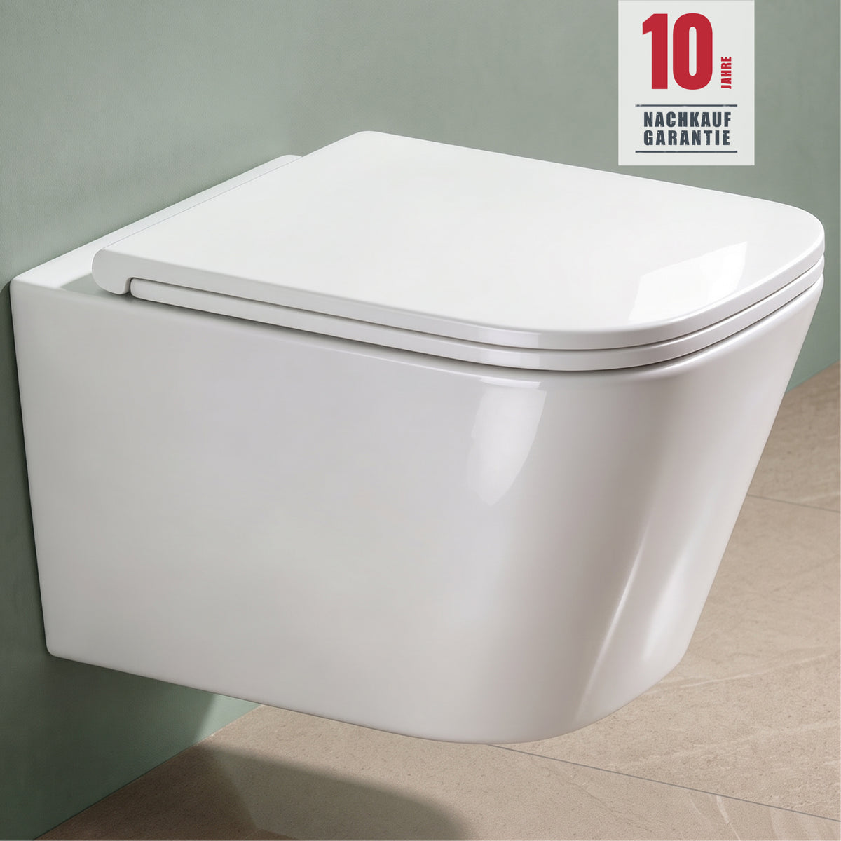 WC suspendu sans bride Glasvilla, noir, + abattant (à fermeture amortie) A112 NOUVEAU !!!