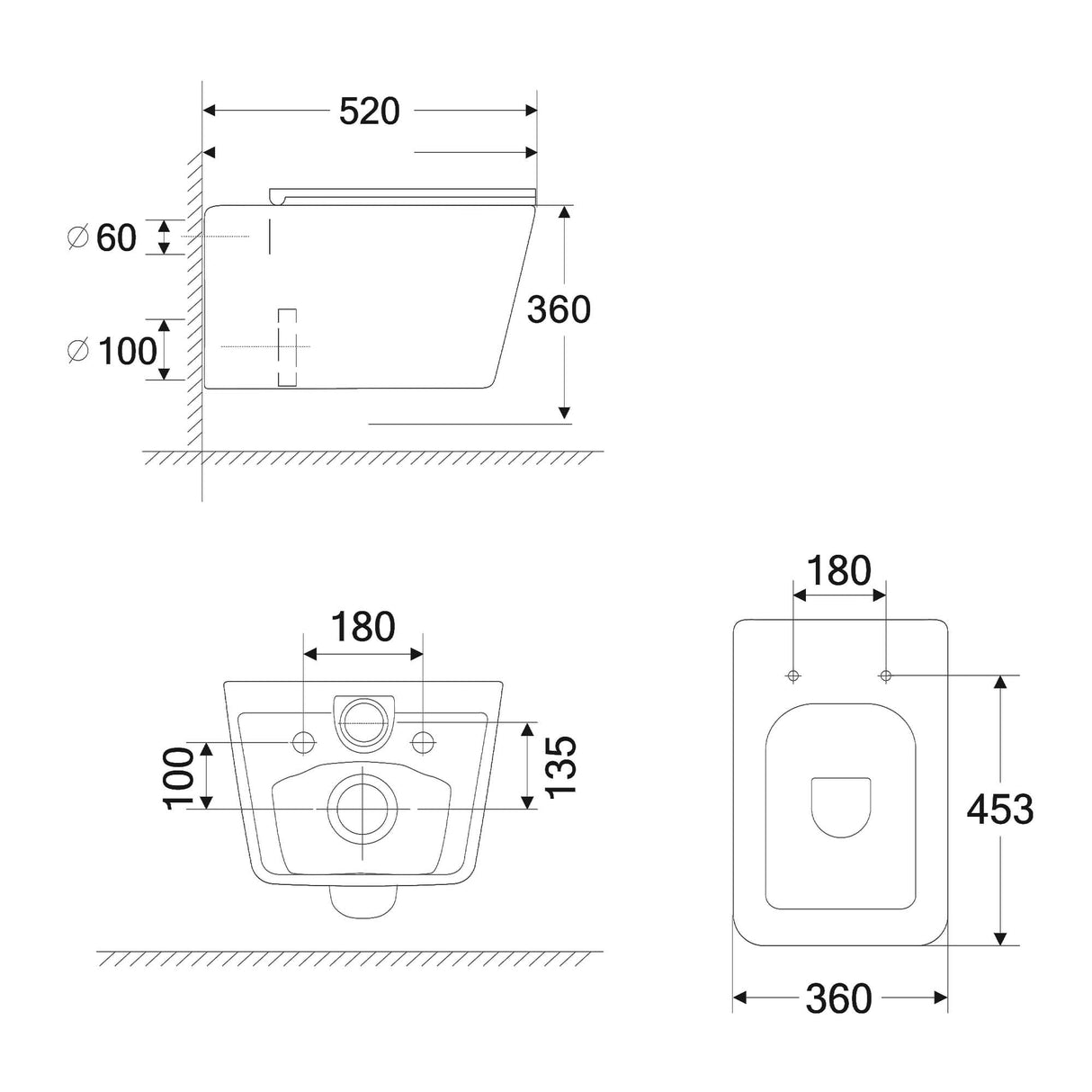 glasvilla Spülrandlos Wand WC schwarz Hänge WC + WC Sitz (mit Softclose) A112 NEU!!!