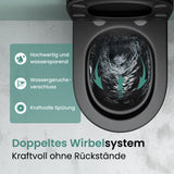 glasvilla Wand WC spülrandlos Schwarz Hänge WC spülrandlos Toilette WC mit Sitz Softclose